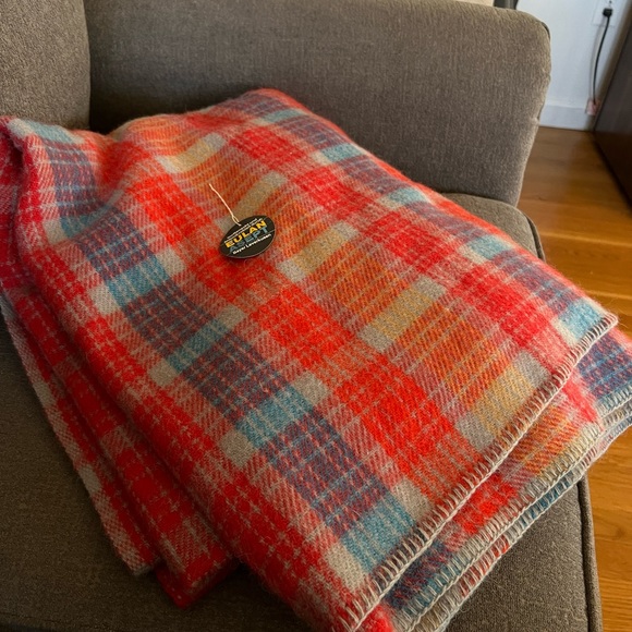 Alafoss Bedding Vintage Alafoss Icelandic Wool Blanket Red Blue